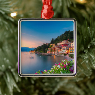 Coastline   Varenna, Lombardy, Italy Metal Tree Decoration