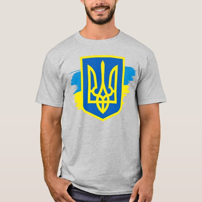 Coat of arm of Ukraine with flag T-Shirt (Front)