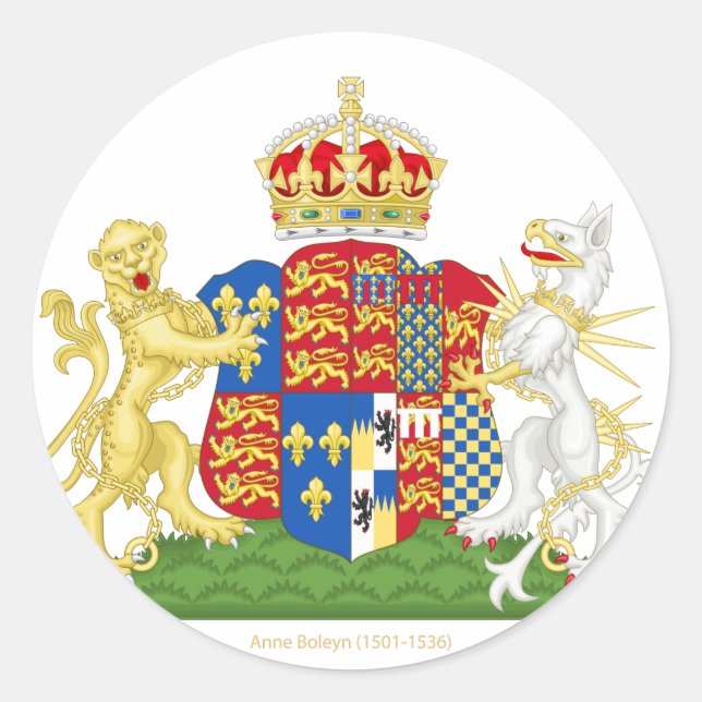 Coat of Arms Anne Boleyn Classic Round Sticker (Front)