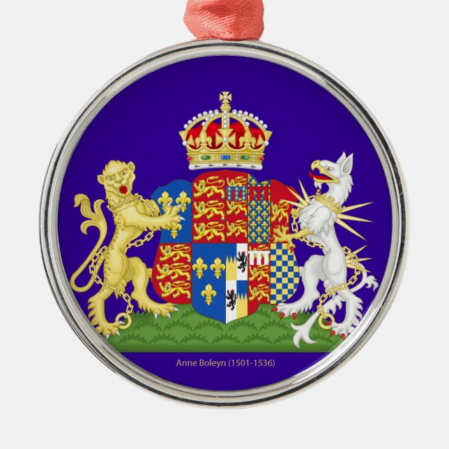 Coat of Arms Anne Boleyn Metal Tree Decoration (Front)