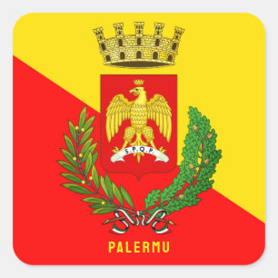 Coat of arms/ flag of Palermo (city), Sicily Square Sticker