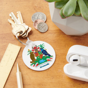 Coat of Arms for Grenada Simple Colourful Formal Key Ring