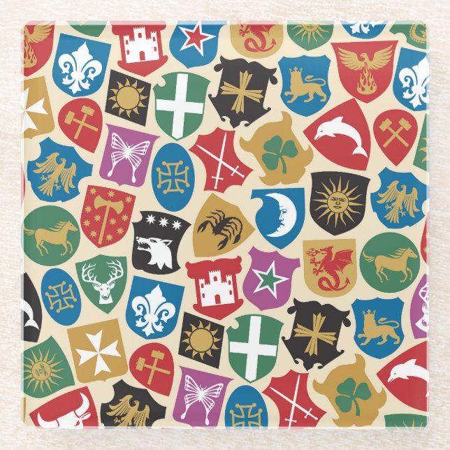 Coat of Arms: Heraldic Background. Glass Coaster (Front)