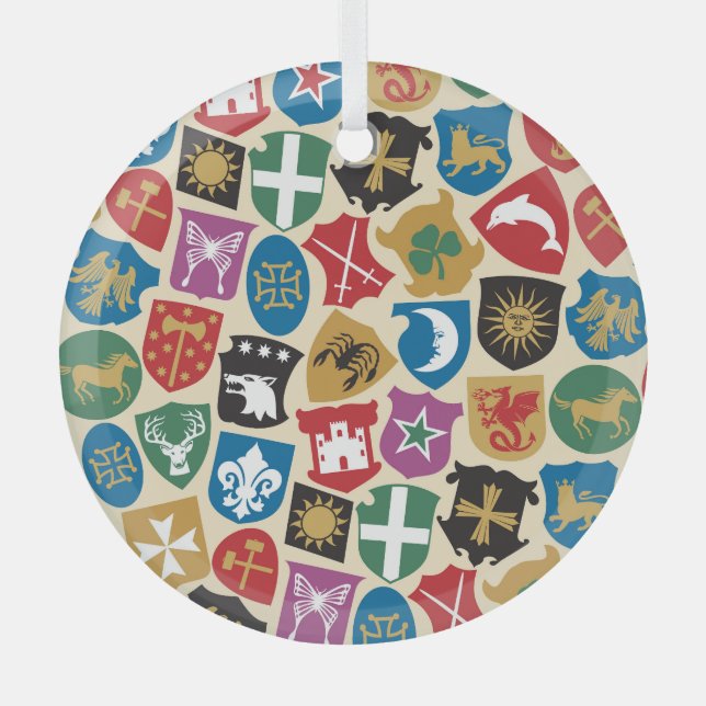 Coat of Arms: Heraldic Background. Glass Tree Decoration (Front)