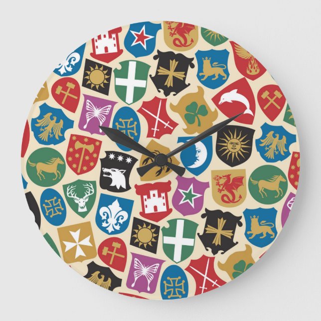 Coat of Arms: Heraldic Background. Large Clock (Front)