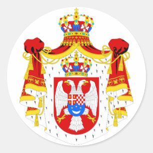 Coat of arms Kingdom of Yugoslavia Official Symbol Classic Round Sticker