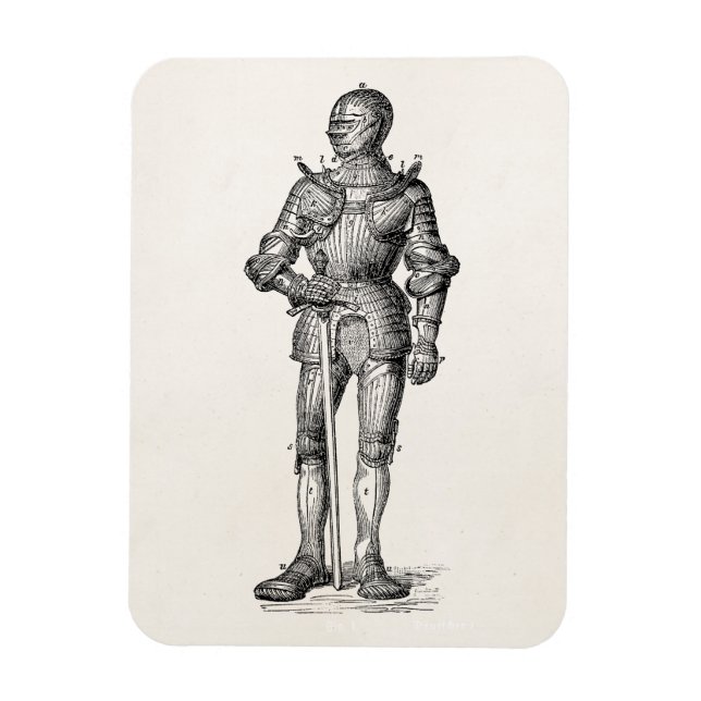 Coat of Arms Knight Shining Armour Sword Mediaeval Magnet (Vertical)