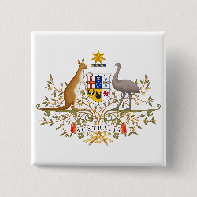 Coat of Arms of Australia 15 Cm Square Badge (Front)