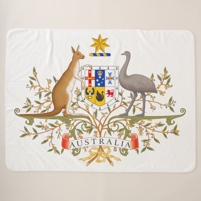 Coat of Arms of Australia Sherpa Blanket (Front (Horizontal))