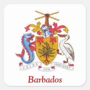 Coat of arms of Barbados Square Sticker