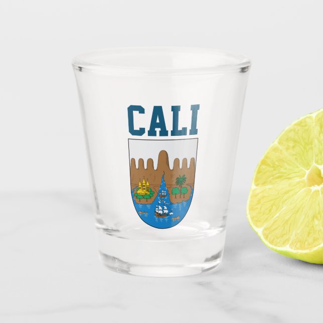 Coat of Arms of Cali, Colombia Shot Glass (Front)