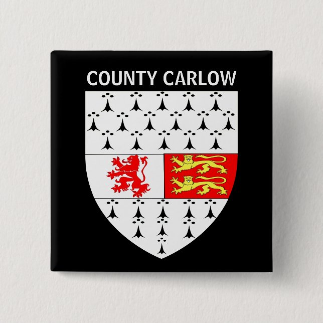 Coat of Arms of County Carlow, Republic of Ireland 15 Cm Square Badge (Front)