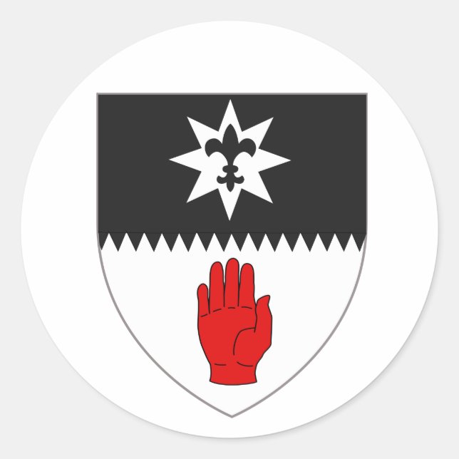 Coat of Arms of County Tyrone, Northern Ireland Classic Round Sticker (Front)