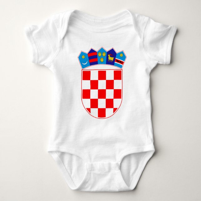 Coat of arms of Croatia, Croatian Emblem, Hrvatska Baby Bodysuit (Front)