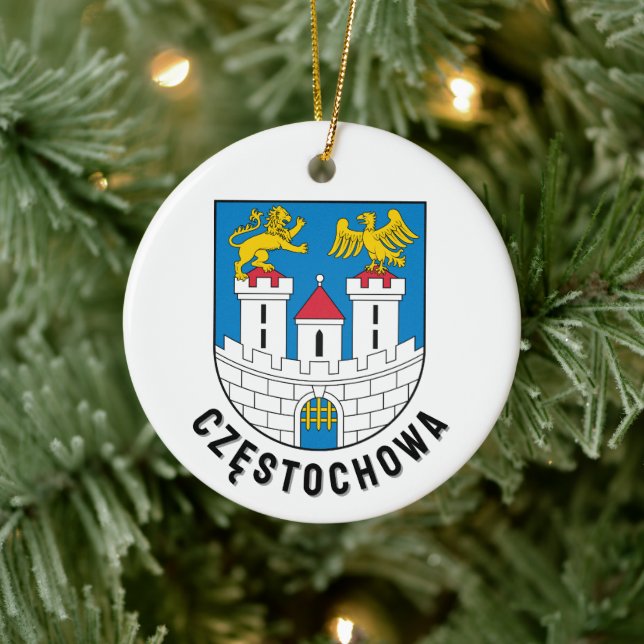 Coat of Arms of Częstochowa, Poland Ceramic Tree Decoration (Tree)