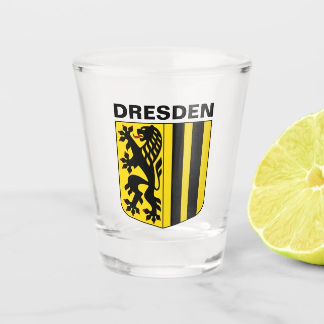Coat of Arms of Dresden, Germany Shot Glass (Front)