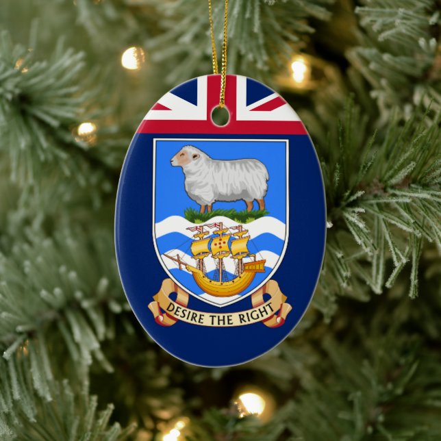 Coat of Arms of Falkland Islands Ceramic Tree Decoration (Tree)