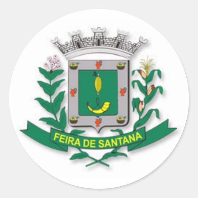 Coat of Arms of Feira de Santana (Bahia, Brazil) Classic Round Sticker (Front)