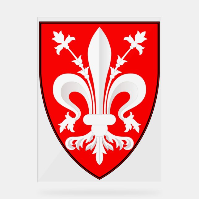 Coat of Arms of Florence Red Florentine Lily  Acrylic Sign (Front)