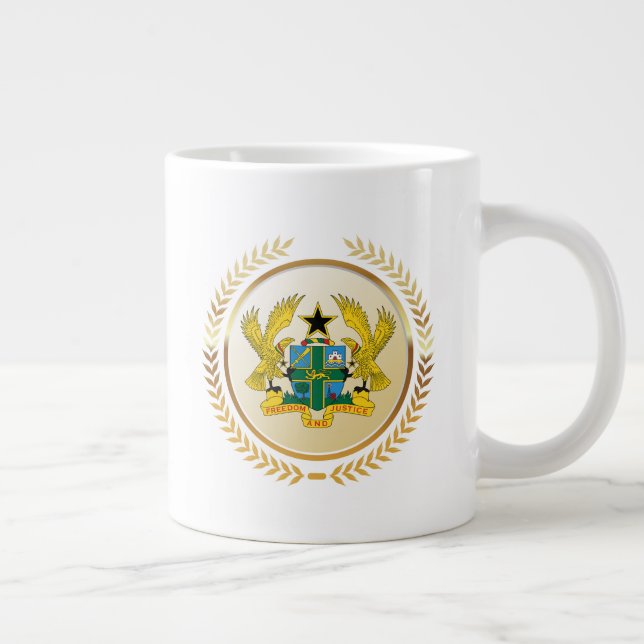 Coat of Arms of Ghana Large Coffee Mug (Right)