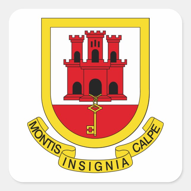 Coat of Arms of Gibraltar Square Sticker (Front)