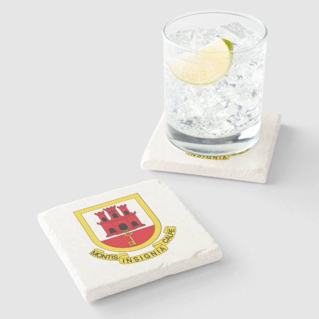 Coat of Arms of Gibraltar Stone Coaster (Side)