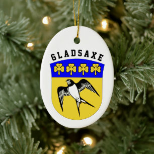 Coat of Arms of Gladsaxe, Denmark Ceramic Tree Decoration