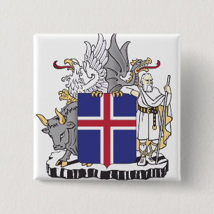 Coat of Arms of Iceland Mythical Guardians Art 15 Cm Square Badge