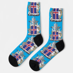 Coat of Arms of Iceland Mythical Guardians Art Socks
