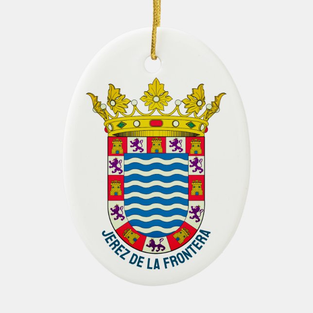 Coat of Arms of Jerez de la Frontera Ceramic Tree Decoration (Front)