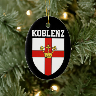 Coat of Arms of Koblenz, Germany Ceramic Tree Decoration