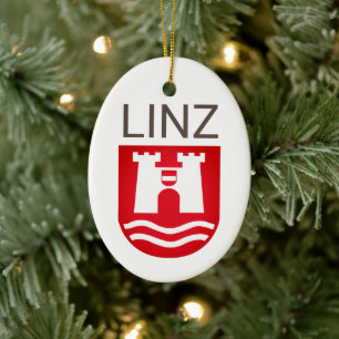 Coat of Arms of Linz, AUSTRIA Ceramic Tree Decoration