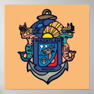 Coat of Arms of Mazatlán, Sinaloa (MX) Poster