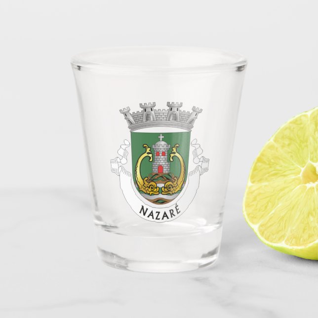 Coat of Arms of Nazaré, Portugal Shot Glass (Front)