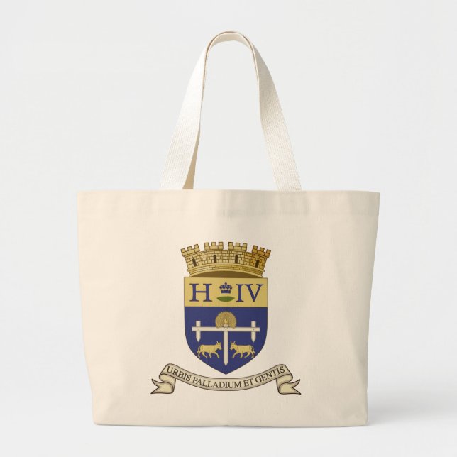 Coat of Arms of Pau, Pyrénées-Atlantiques (FRANCE) Large Tote Bag (Front)