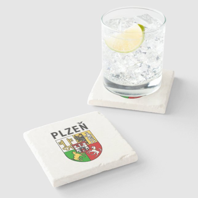 Coat of Arms of Plzeň, Czech Republic Stone Coaster (Side)
