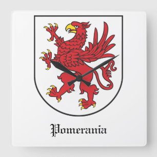 Coat of Arms of Pomerania Majestic Griffin Art Square Wall Clock