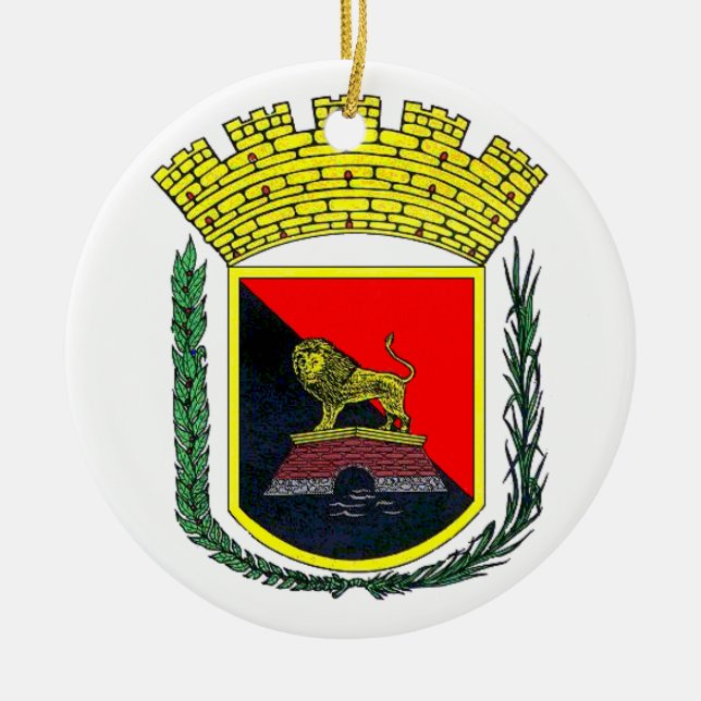 Coat of Arms of Ponce, Puerto Rico Ceramic Tree Decoration (Front)