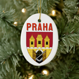 Coat of arms of Prague, Czech Republic Ceramic Tree Decoration