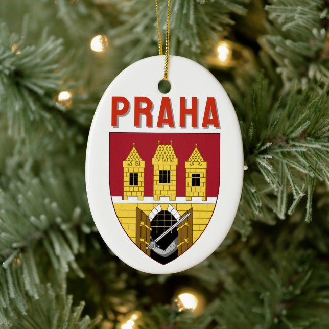 Coat of arms of Prague, Czech Republic Ceramic Tree Decoration (Tree)