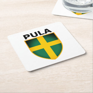 Coat of Arms of Pula (Istria), Croatia Square Paper Coaster