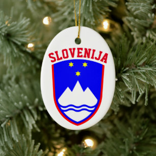 Coat of Arms of SLOVENIA Ceramic Tree Decoration