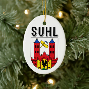 Coat of Arms of Suhl, Germany Ceramic Tree Decoration