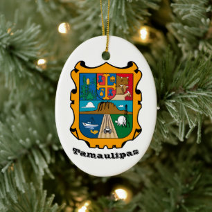 Coat of Arms of Tamaulipas (state), Mexico Ceramic Tree Decoration