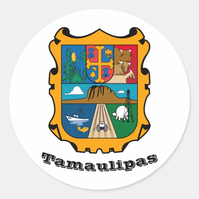 Coat of Arms of Tamaulipas (state), Mexico Classic Round Sticker (Front)