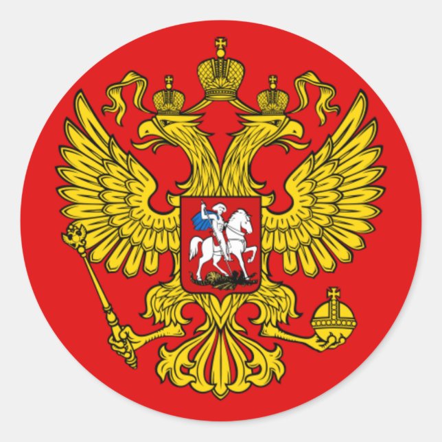 Coat of Arms of the Russian Federation Classic Round Sticker (Front)