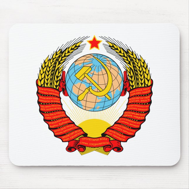 Coat of Arms of the Soviet Socialist Republic Mouse Pad (Front)