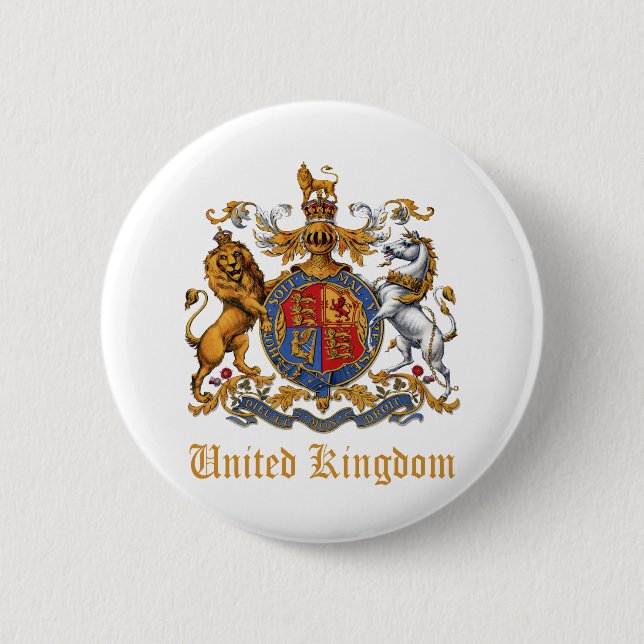 COAT OF ARMS OF THE UNITED KINGDOM 6 CM ROUND BADGE (Front)