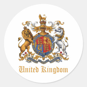 COAT OF ARMS OF THE UNITED KINGDOM CLASSIC ROUND STICKER