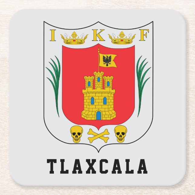 Coat of Arms of Tlaxcala, Mexico Square Paper Coaster (Front)